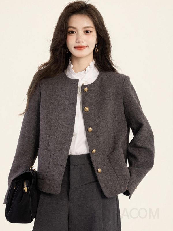 여성 레트로 짧은 자켓 가을 간절기용 스타일리쉬한 데일리룩 캐주얼 재킷 모던한 디자인 편안한 착용감 고급스러운 외출용 - 상세 이미지 2