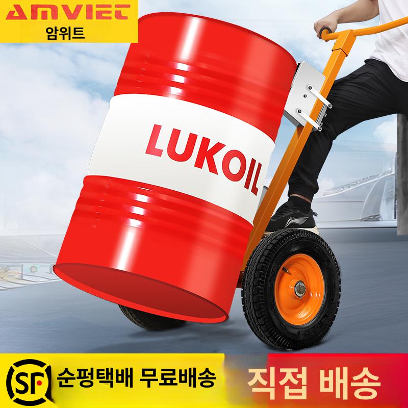 드럼 리프트 카트 대차 이동 운반차 리어카 통캐리어 스태커 수동 핸들러 구루마 구르마 업그레이드형 철통 10인치 F - 상세 이미지 2