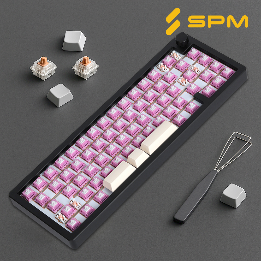 SPM AL68A 커스텀 키보드 베어본 풀알루미늄 블랙, 히비스커스축