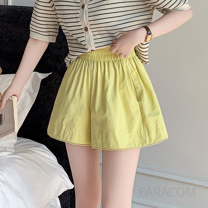 여성용 여름 레이스 하이웨이스트 A라인 치마반바지 캐주얼 다용도 스타일 편안한 착용감 시원한 루즈핏 팬츠 데일리 외출용 - 상품 이미지