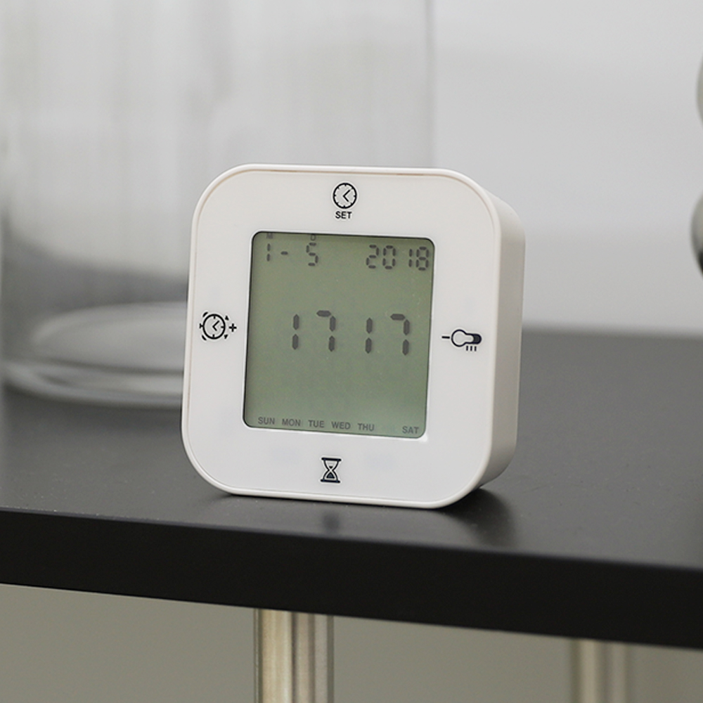 4면회전 다기능 디지털 온습도계 미니 온도계 습도계 시계 실내 냉장고 RTH-001