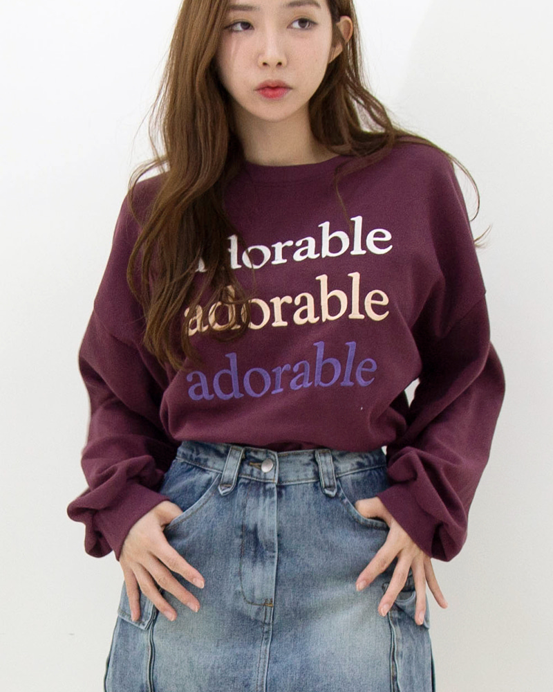 러블리자수 라운드 맨투맨티셔츠 여성긴팔 시보리 면티 - 메인 이미지
