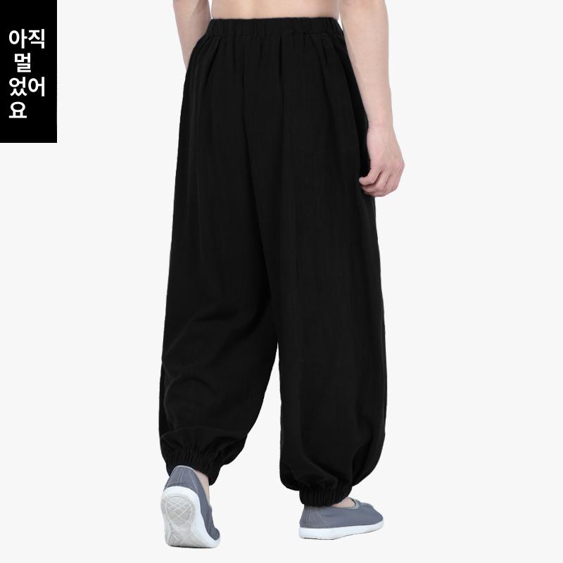 남성 여름 승복 명상용 편안한 루즈핏 바지 블랙 S 155-160cm - 상세 이미지 5