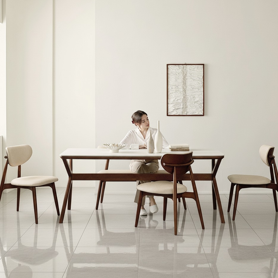 [Event 진행중][웰퍼니쳐] 포르테 고급 세라믹 천연 원목 식탁 6인 카페 테이블 1800