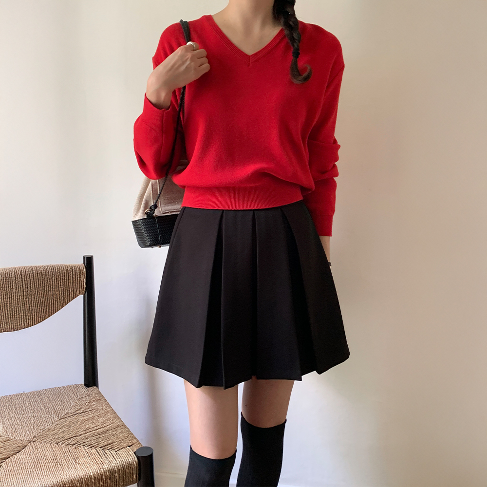 [자체제작] 4184 플리츠 뒷밴딩 미니 스커트 치마 가을