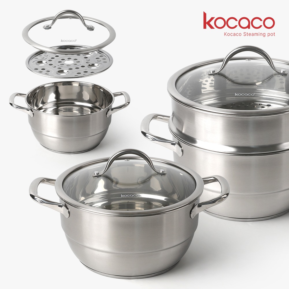코카코 인덕션 양수 2단 미니찜기 스텐 찜냄비 찜솥 22cm - 상세 이미지 2
