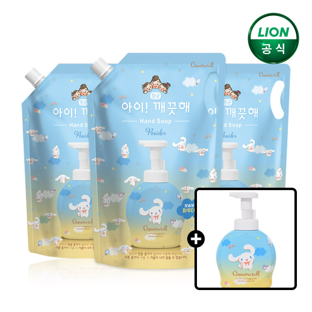 아이깨끗해x시나모롤 대용량 핸드워시1.8L 리필 3개+490ml 공용기