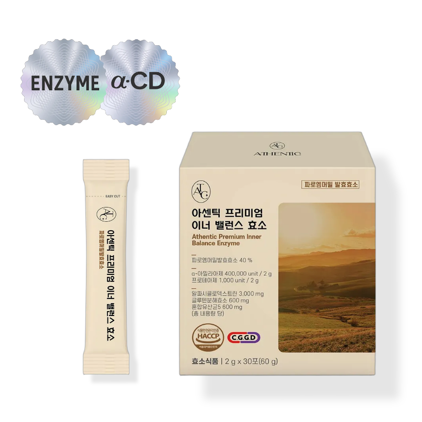 효소 + 알파CD 아센틱 프리미엄 이너 밸런스 효소 30포, 1개 - 상품 이미지