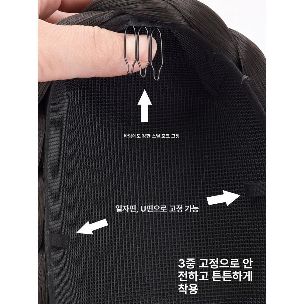 한복가채 한복머리 가발 쪽머리 중전 왕비 올림머리 꽃-내추럴 블랙 천금 공주 머리띠 모델 내추럴블랙 - 상세 이미지 4