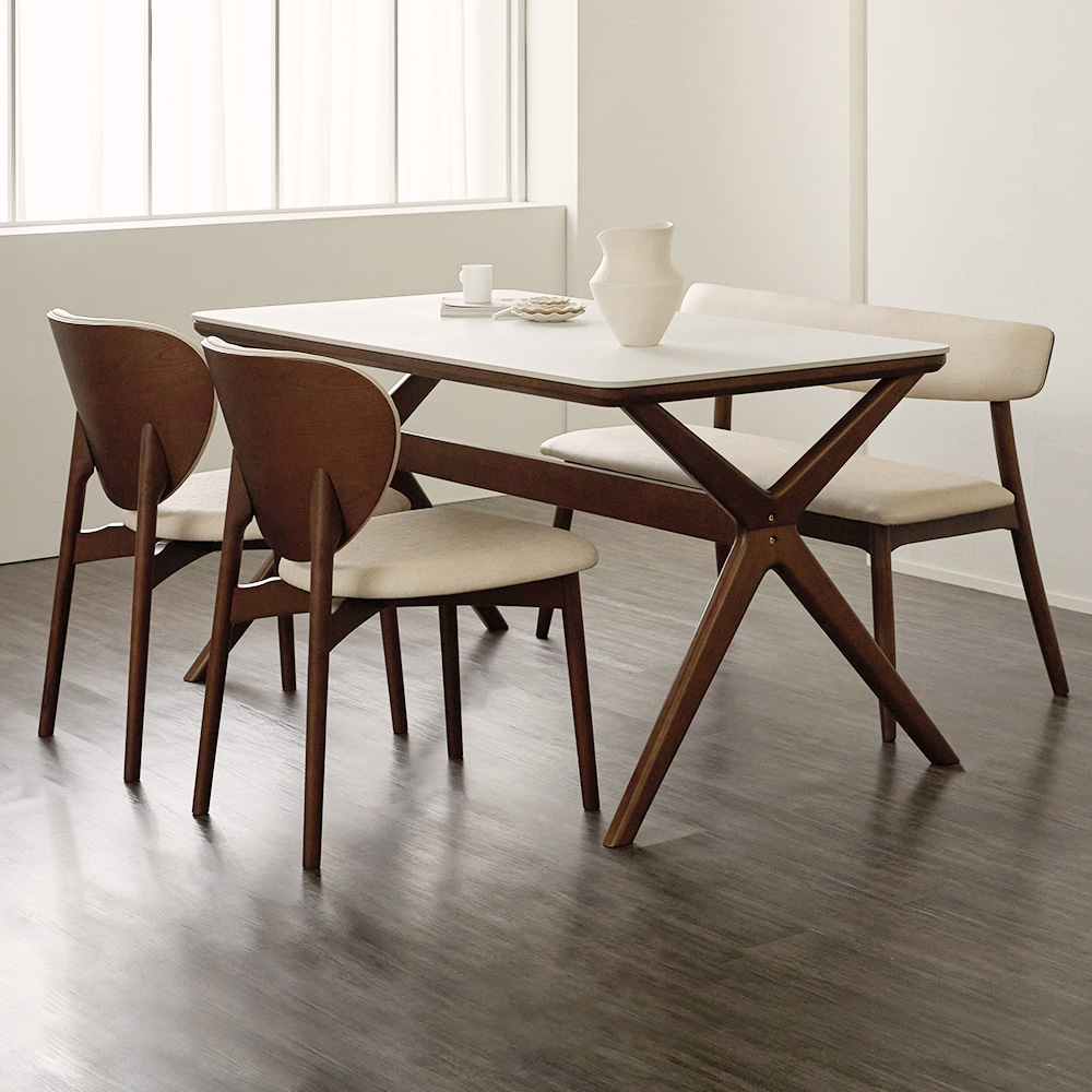 [EVENT]포르테 카페 테이블 고급 천연 원목 세라믹 4인용 식탁 세트 1400