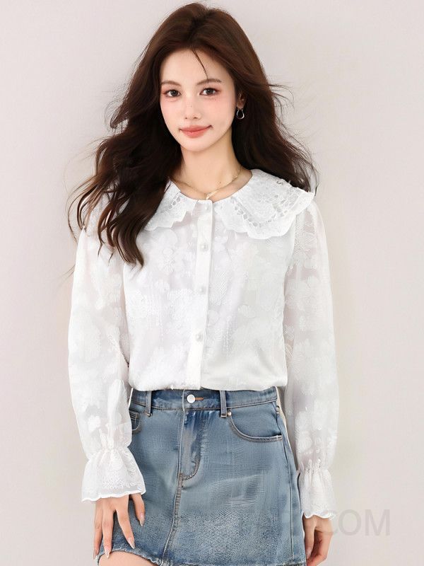 여성 링클프리 긴팔 셔츠 가을 데일리 화이트 구김없는 스타일 편안한 착용감 캐주얼 블라우스 패션 아이템 - 상세 이미지 2