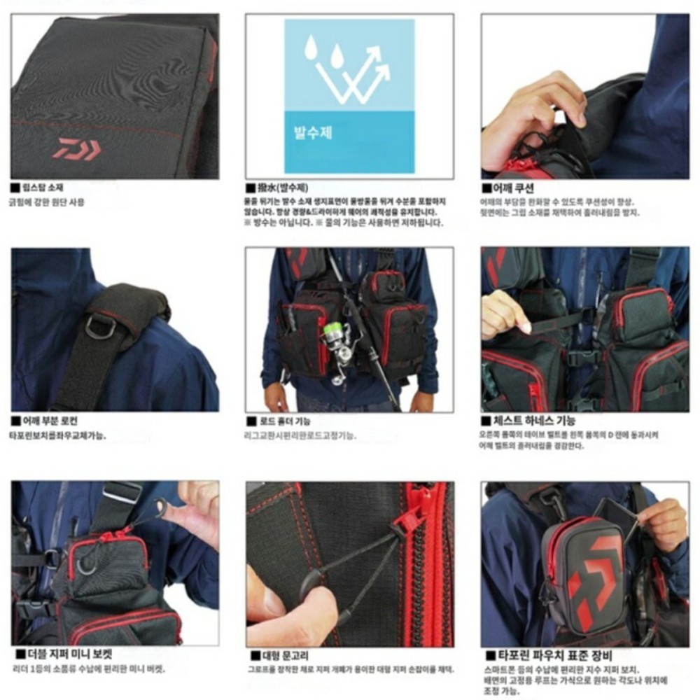 다이와 낚시조끼 플로트 게임 피싱 베스트 그레이 DF-6224 - 상세 이미지 2