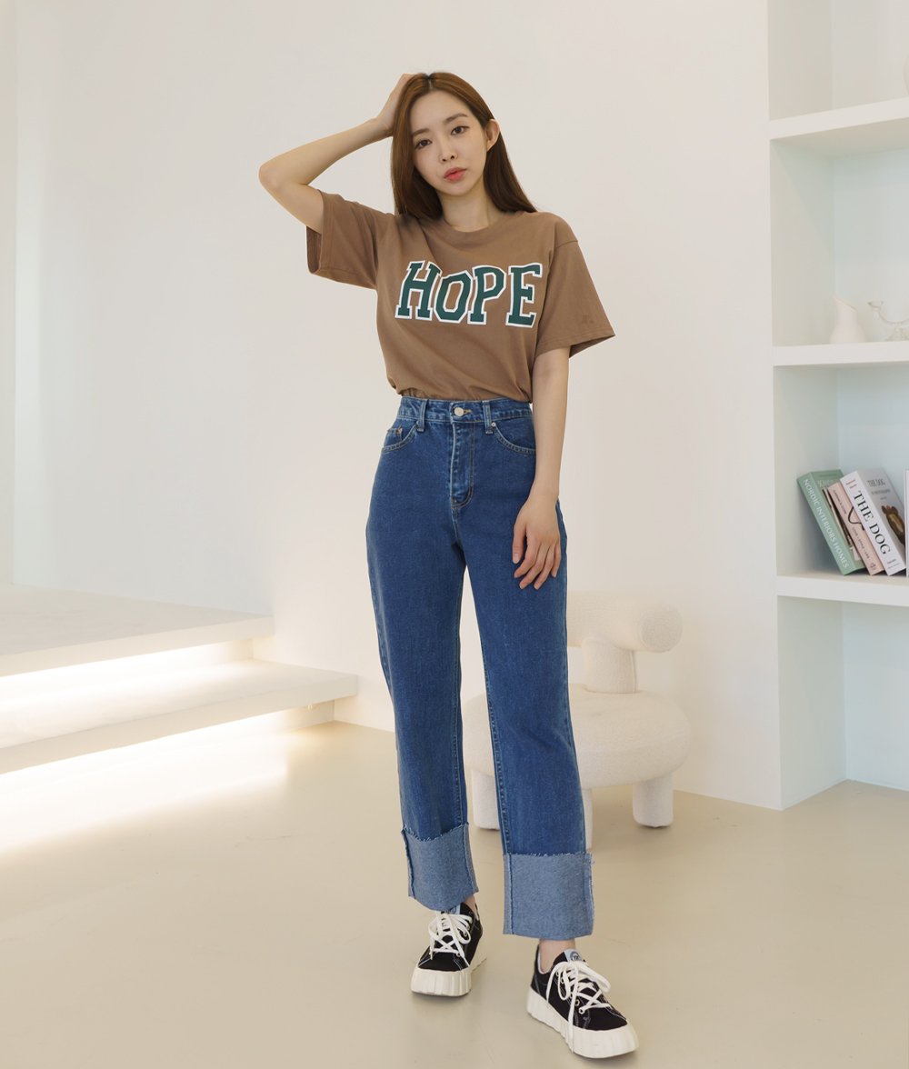 홉스 프린팅 반팔 박스티 루즈핏 라운드넥 기본 베이직스타일 여름 이미지 7