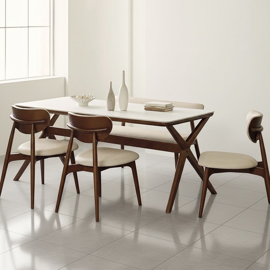 [Event 진행중][웰퍼니쳐] 포르테 고급 세라믹 천연 원목 식탁 4인 카페 테이블 1400