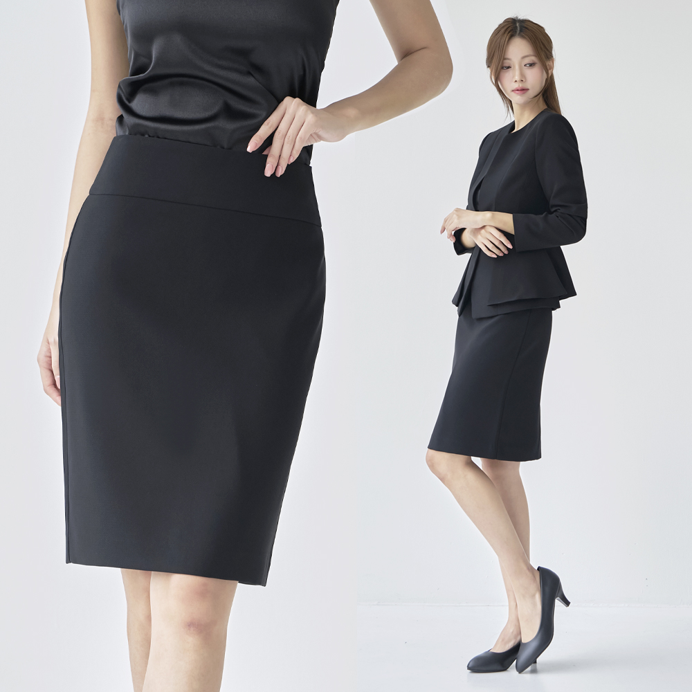 H라인 여자 정장 면접 미디 스커트 유니폼 아나운서 [Y날개 치마] - 상품 이미지