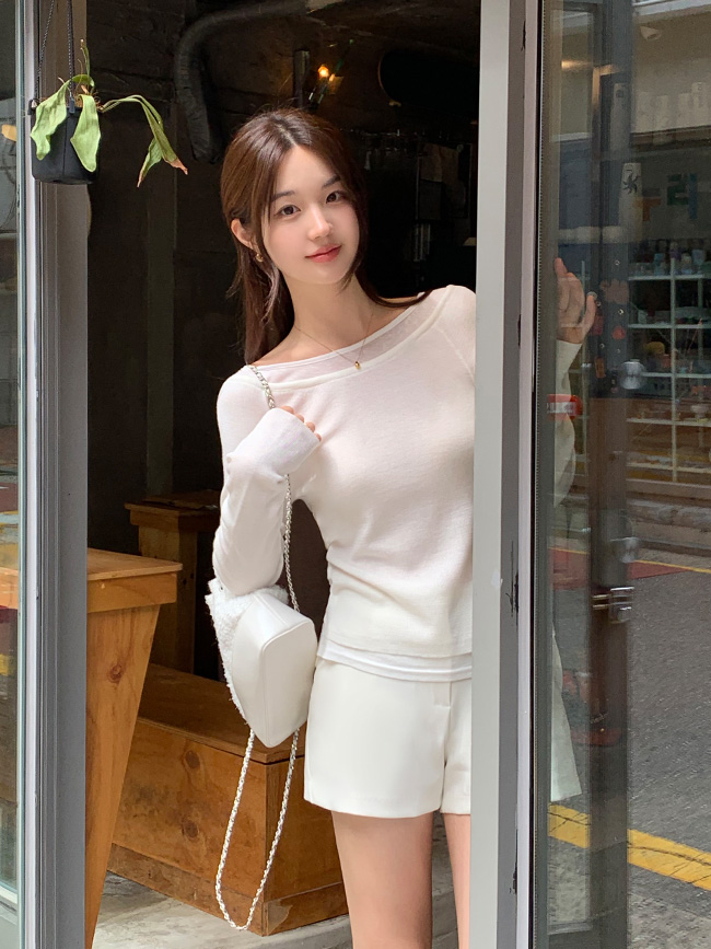 보트넥 배색 레이어드 긴팔 티셔츠 ts4710 - 상세 이미지 5