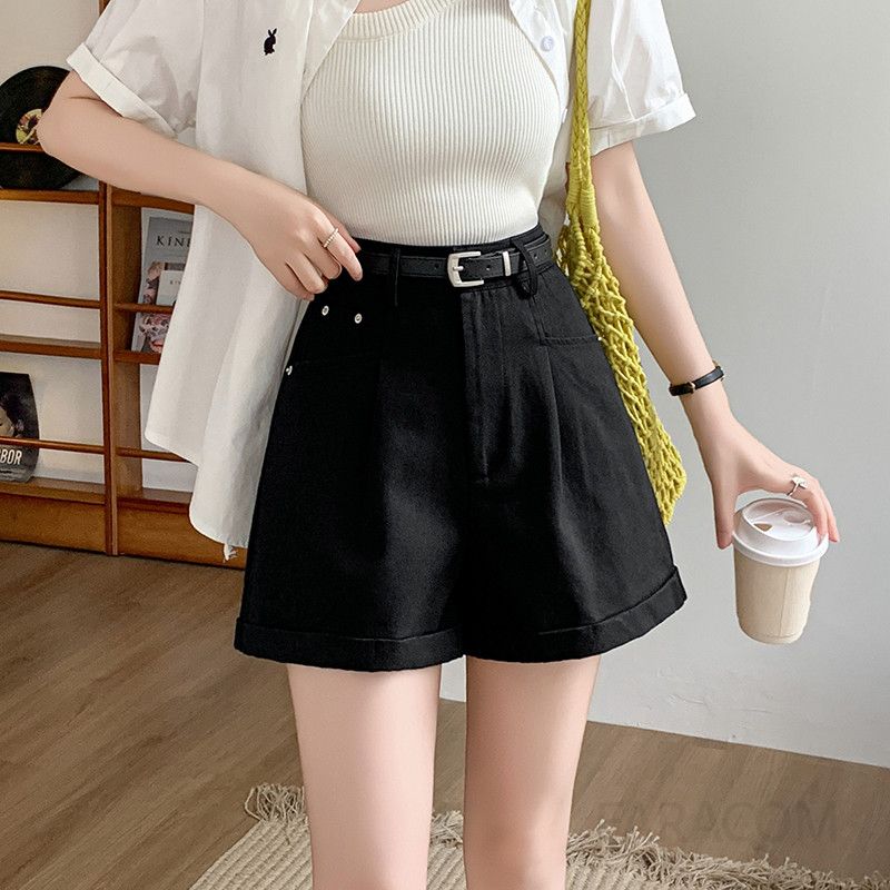 여성 여름 캐주얼 반바지 와이드 레그 A라인 슬림핏 시원한 착용감 데일리 팬츠 외출용 여행 스타일 쁘띠트 디자인 - 상세 이미지 4