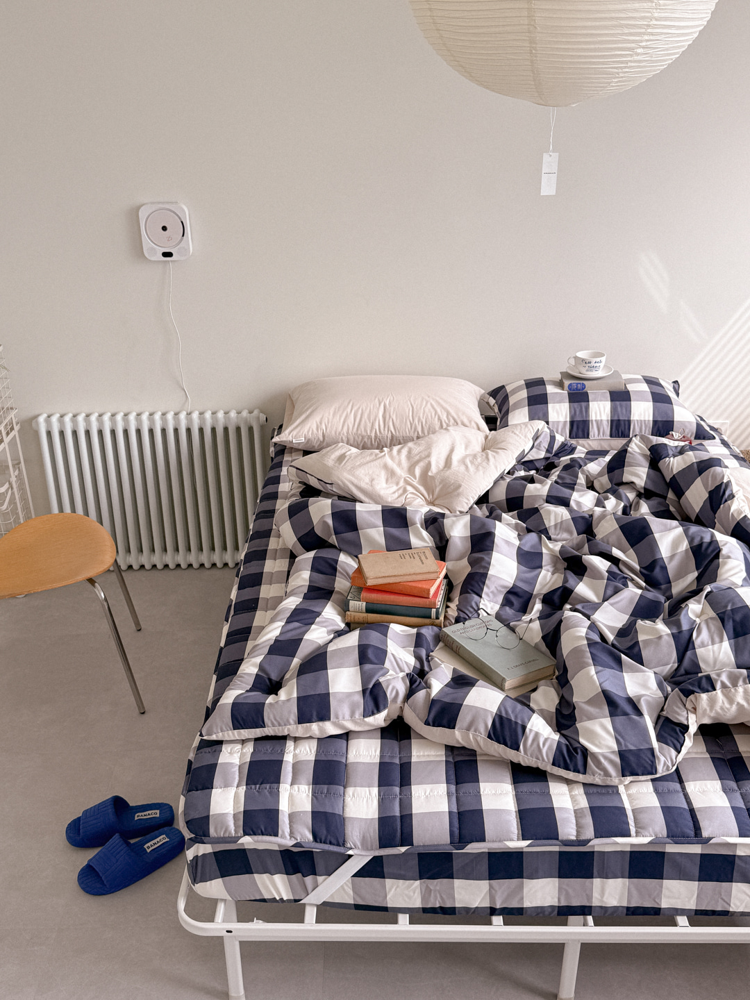 클래식 빅깅엄 네이비 체크 차렵이불 4종 풀세트 10%