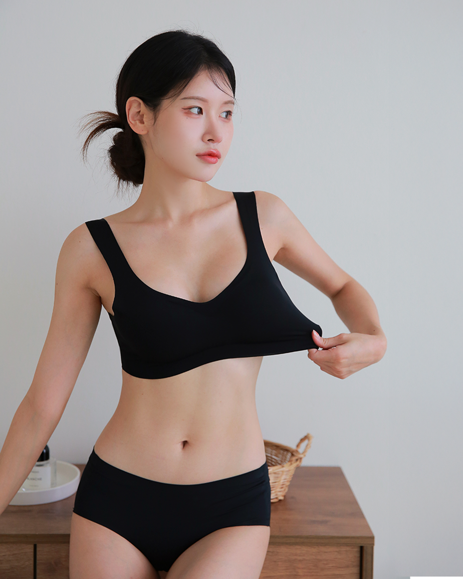 (N배송) DDO 1.5cm 볼륨핏 노와이어 노후크 심리스브라 들뜸없는 착붙브라 스킨+블랙 2P, XL, 2장 - 상세 이미지 4