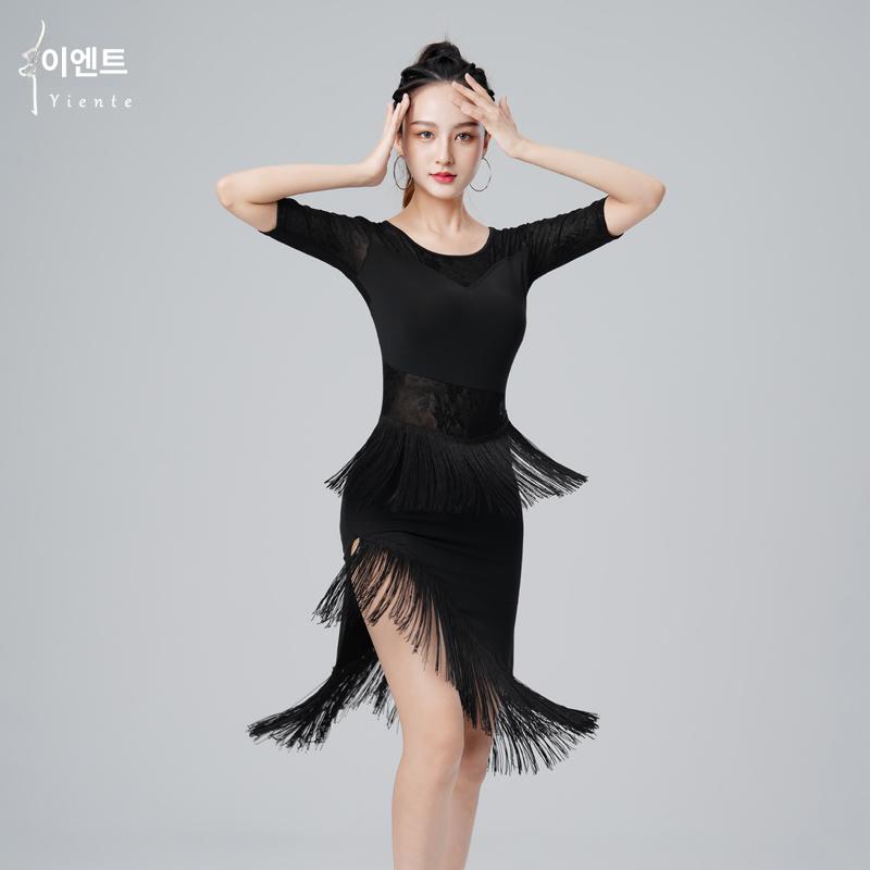 삼바 댄스 자이브 줌바복 의상 원피스 탱고 쌈바 무대의상 상의 티셔츠 살사 블랙 배송 타이츠 S - 상세 이미지 3