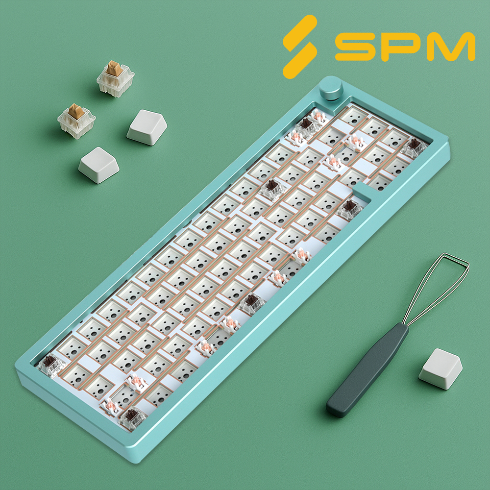 SPM AL68A 커스텀 키보드 베어본 풀알루미늄 에메랄드블루, 미포함