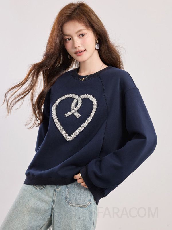 여성 루즈핏 긴팔 스웨트셔츠 데일리 간절기맨투맨 스타일리시한 디자인 캐주얼 라운드넥 편안한 착용감 외출용 패션 탑 - 상세 이미지 5
