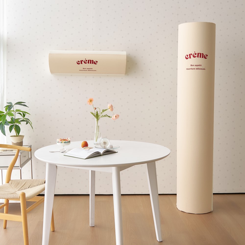 투인원 에어컨커버 에어스판 버터크림 가리개 스탠드 원형일반 벽걸이 SS 세트