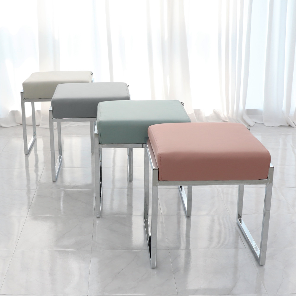 클레타 실버 인테리어 디자인 다용도 넓은 사각 화장대 스툴의자