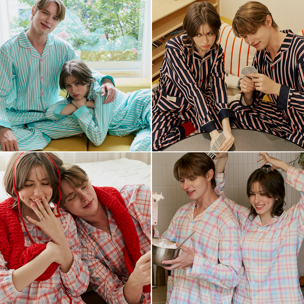 커플 빅사이즈 수면 잠옷 피치기모 홈웨어 겨울 패밀리 잠옷세트