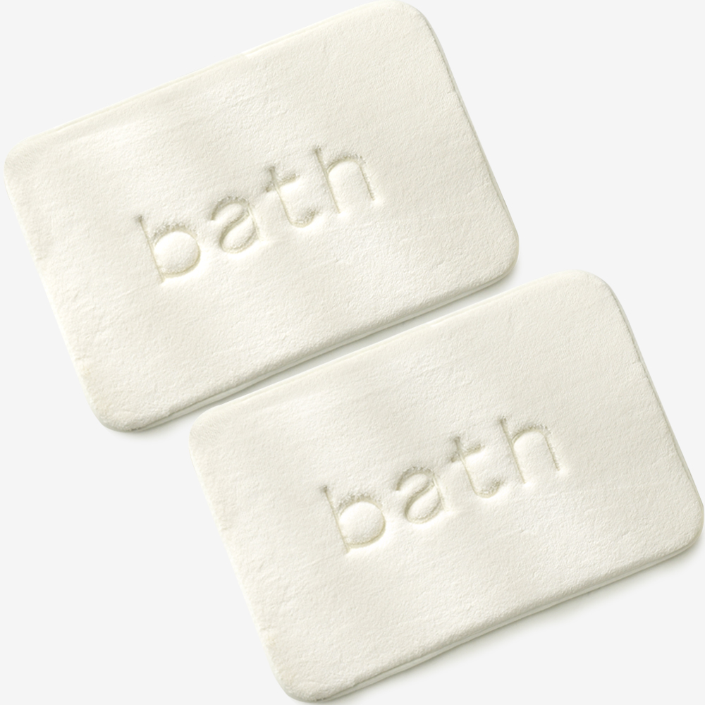 파쿠젠 1+1 극세사 메모리폼 욕실 발매트 주방매트 아이보리 2p, 60x40cm