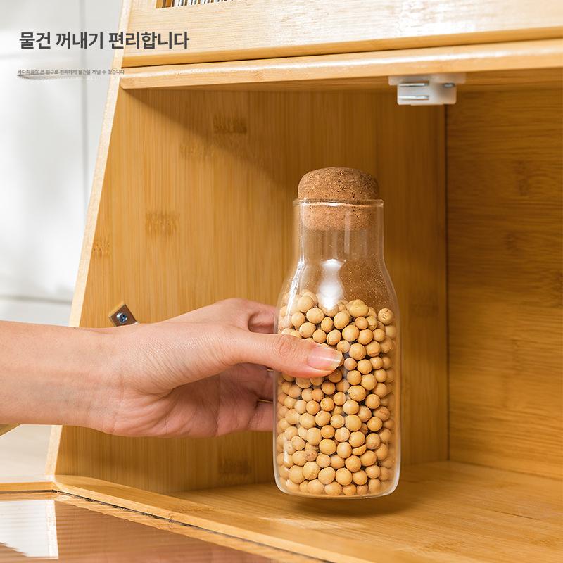 원목 식탁정리함 소품 식탁위 빵보관함 우드 화장대 티 컬러 2단 50cm - 상세 이미지 5