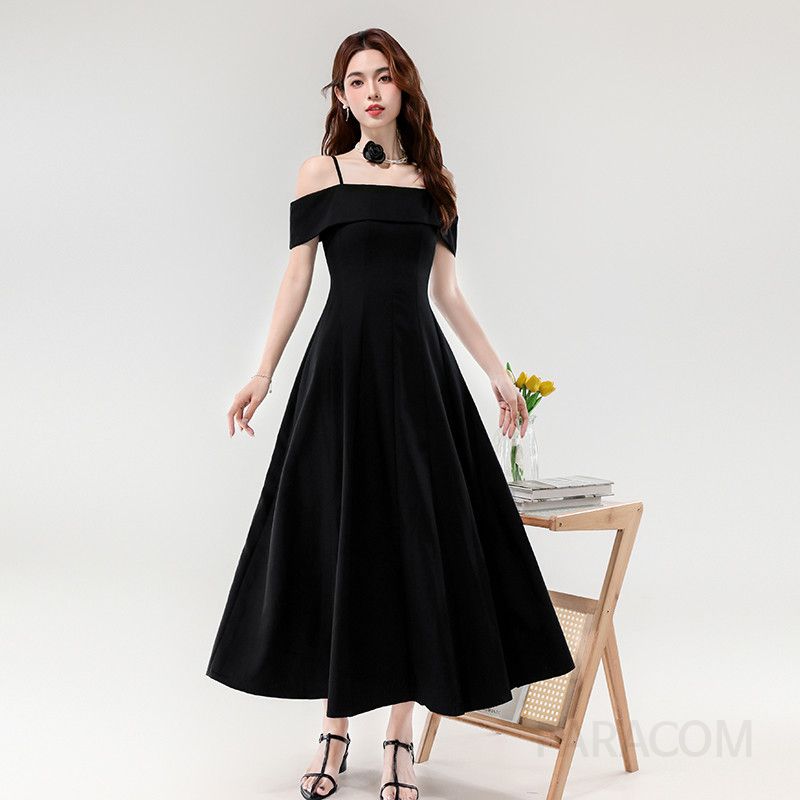 여성 슬림 롱 서스펜더 드레스 여름 프렌치 스타일 우아한 디자인 데일리룩 바캉스룩 민소매원피스 시원한 착용감 고급스러운 외출용 - 상세 이미지 4