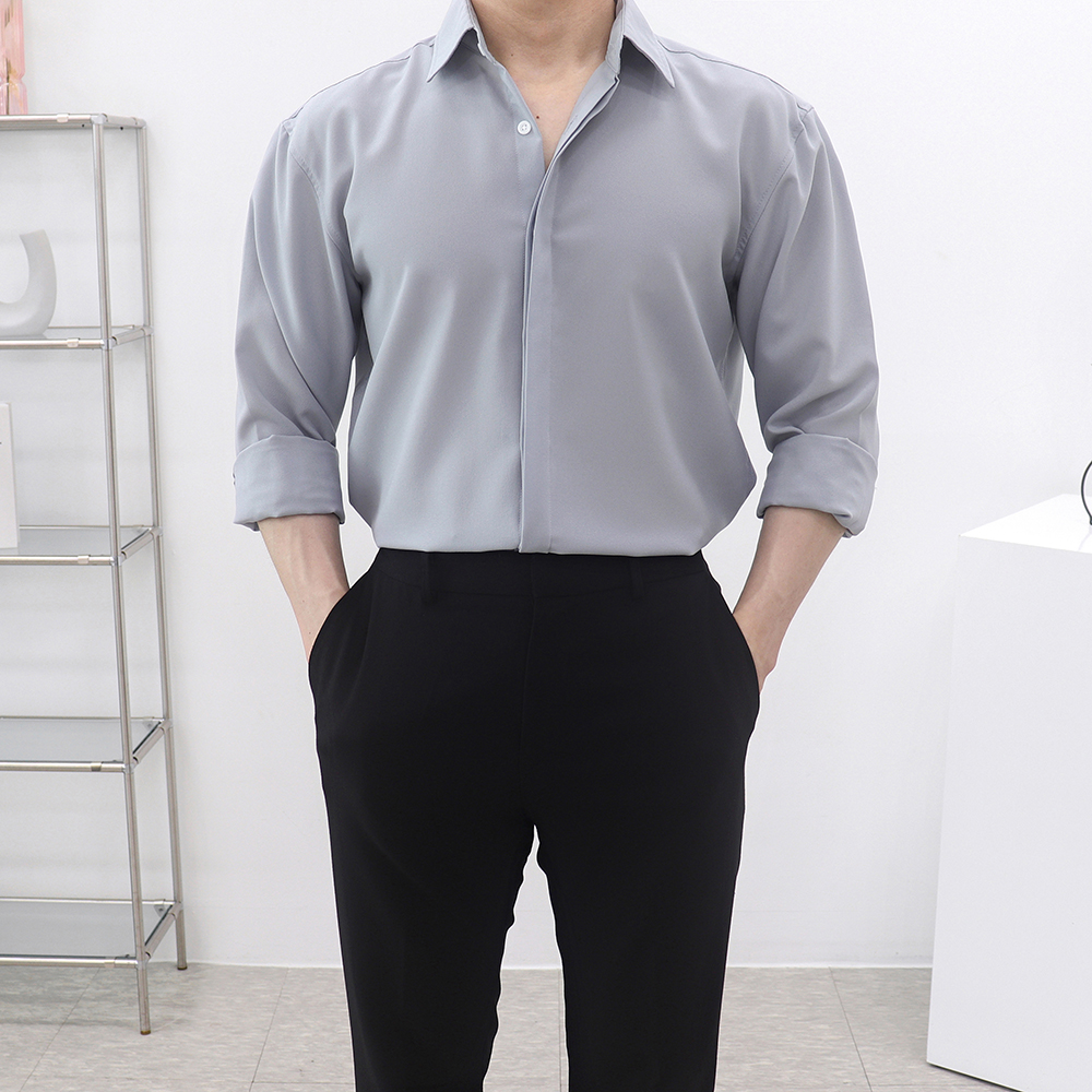 구김없는와이셔츠 검정와이셔츠 남자흰셔츠 - 상세 이미지 5
