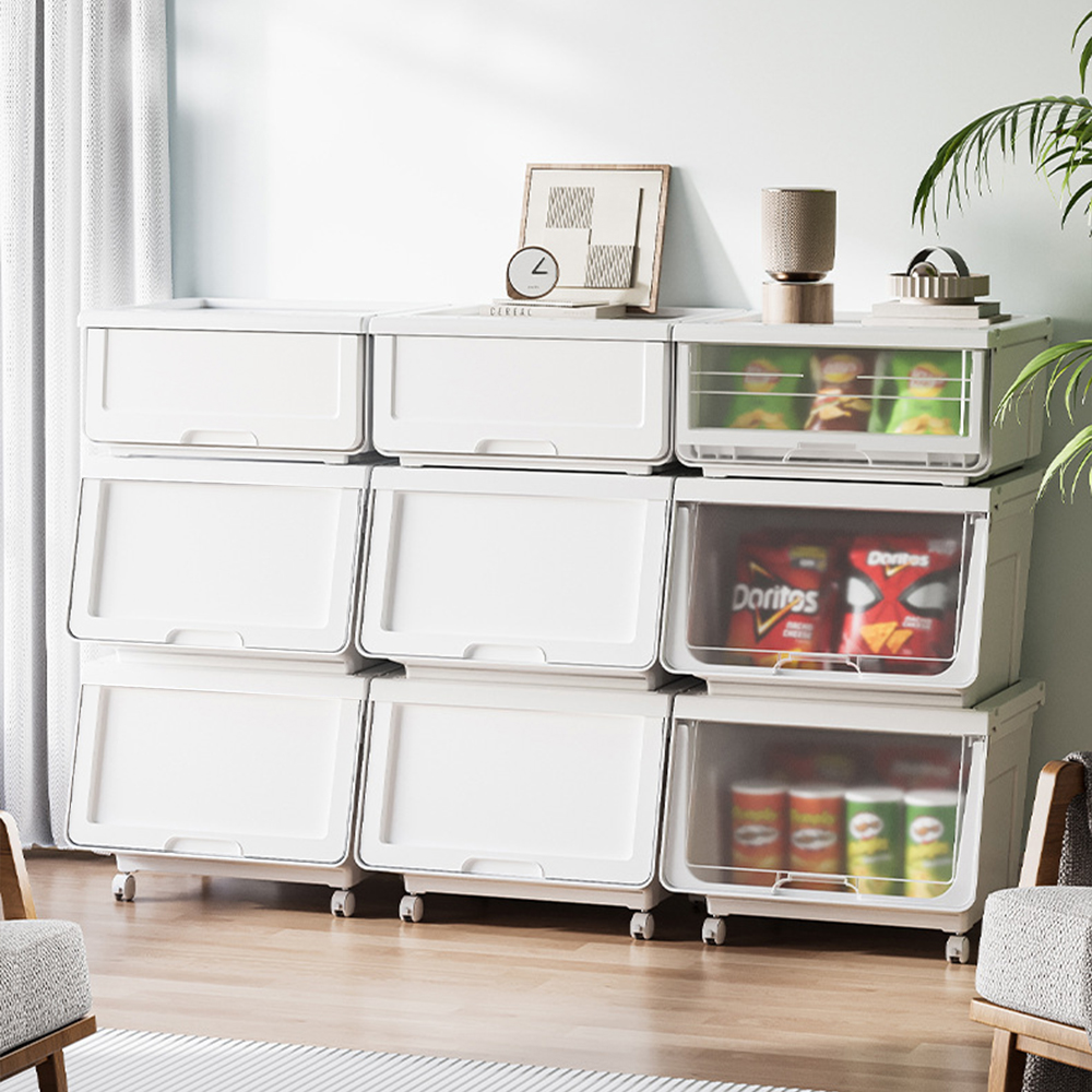 적층형 리빙박스 플라스틱 옷정리함 팬트리 옷장 수납 박스 정리함 S