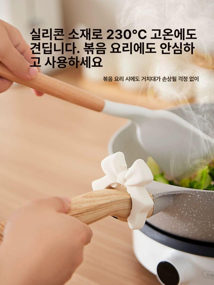 리본모양 주방 도구걸이 냄비 보조도구 주걱 양념틀 거치 조리도구 베이지화이트 1개입 - 상세 이미지 4