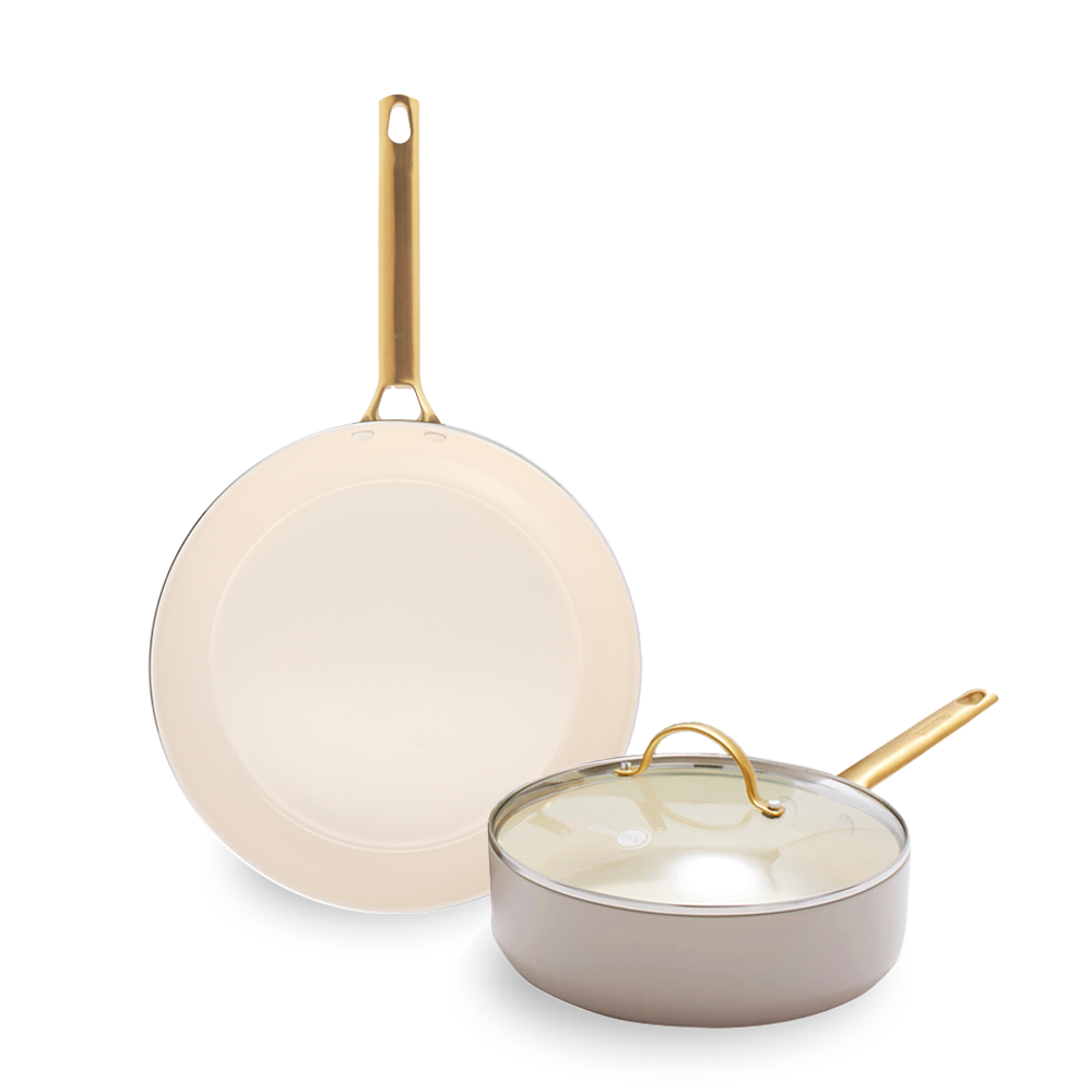 그린팬 파도바 프라이팬 편수냄비 2종 선물세트 세라믹 논스틱 코팅 인덕션 팬 28cm + 웨스턴 24cm, 토우프브라운 - 상세 이미지 2