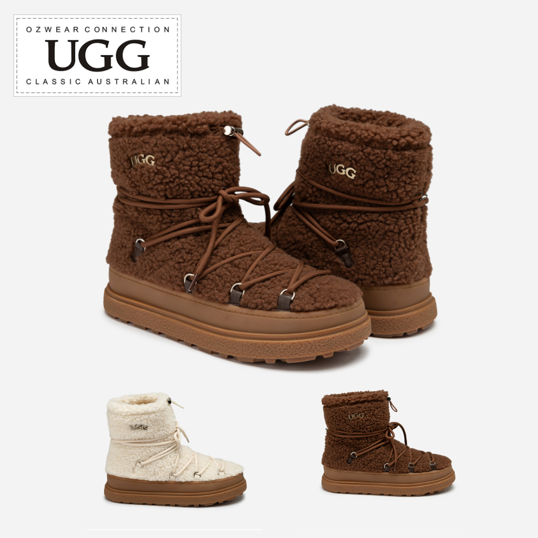 호주 오즈웨어 돌로레스 시어링 레이스 겨울 방한 양털 여성 숏 미들 어그부츠 OB979 - 상품 이미지