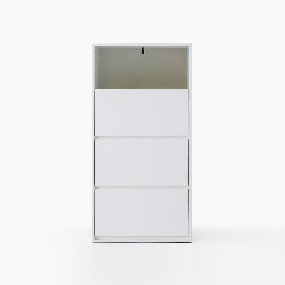피크 서랍장 3칸 600x500x1200, 4단, 화이트 - 메인 이미지