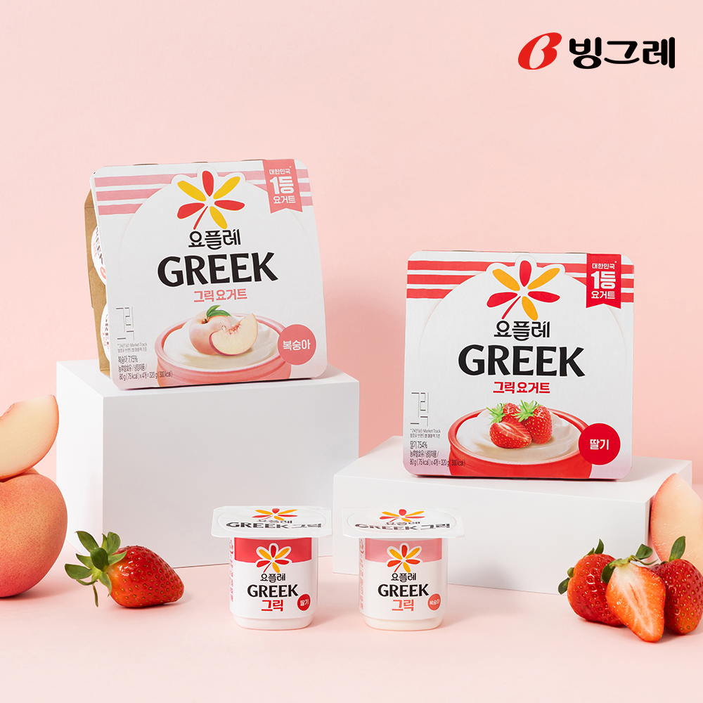 빙그레 요플레 그릭 플레인 80g 8팩 + 그릭 딸기 80g 8팩 외 택2 그릭요거트