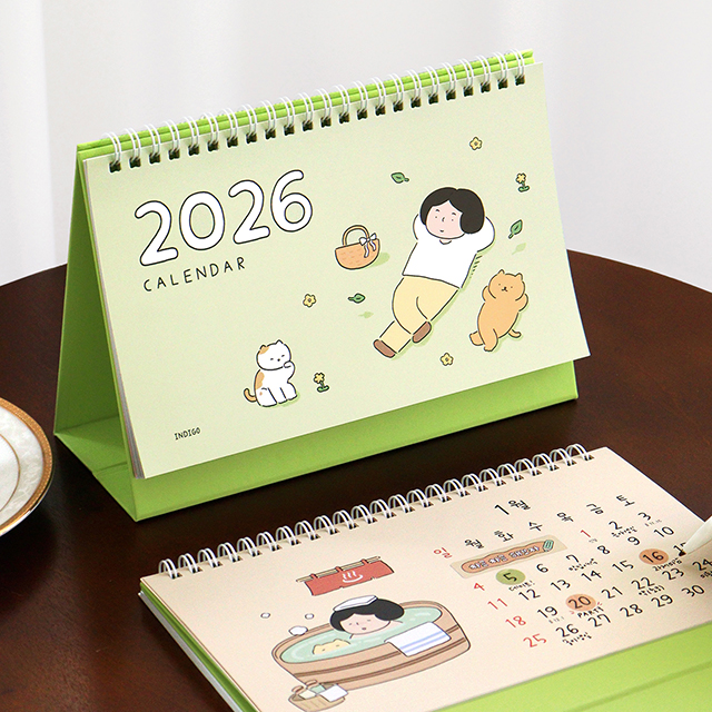 2026 신년달력 귀여운 일상 일러스트 데스크 탁상 캘린더 달력 - 상세 이미지 2
