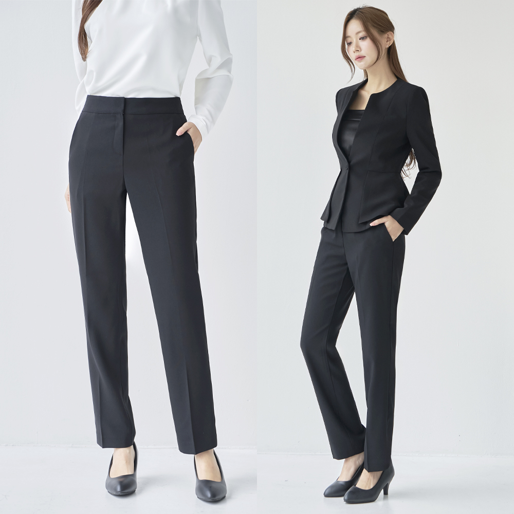 여자 정장 히든버튼 일자 팬츠 유니폼 면접 아나운서  [Y날개 바지] 제품 이미지