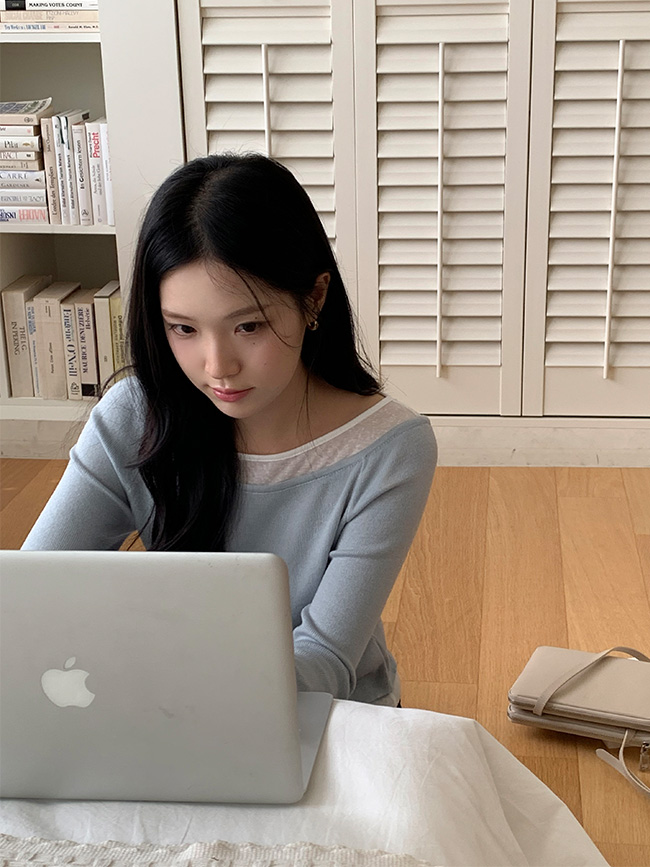 보트넥 배색 레이어드 긴팔 티셔츠 ts4710 - 상세 이미지 3