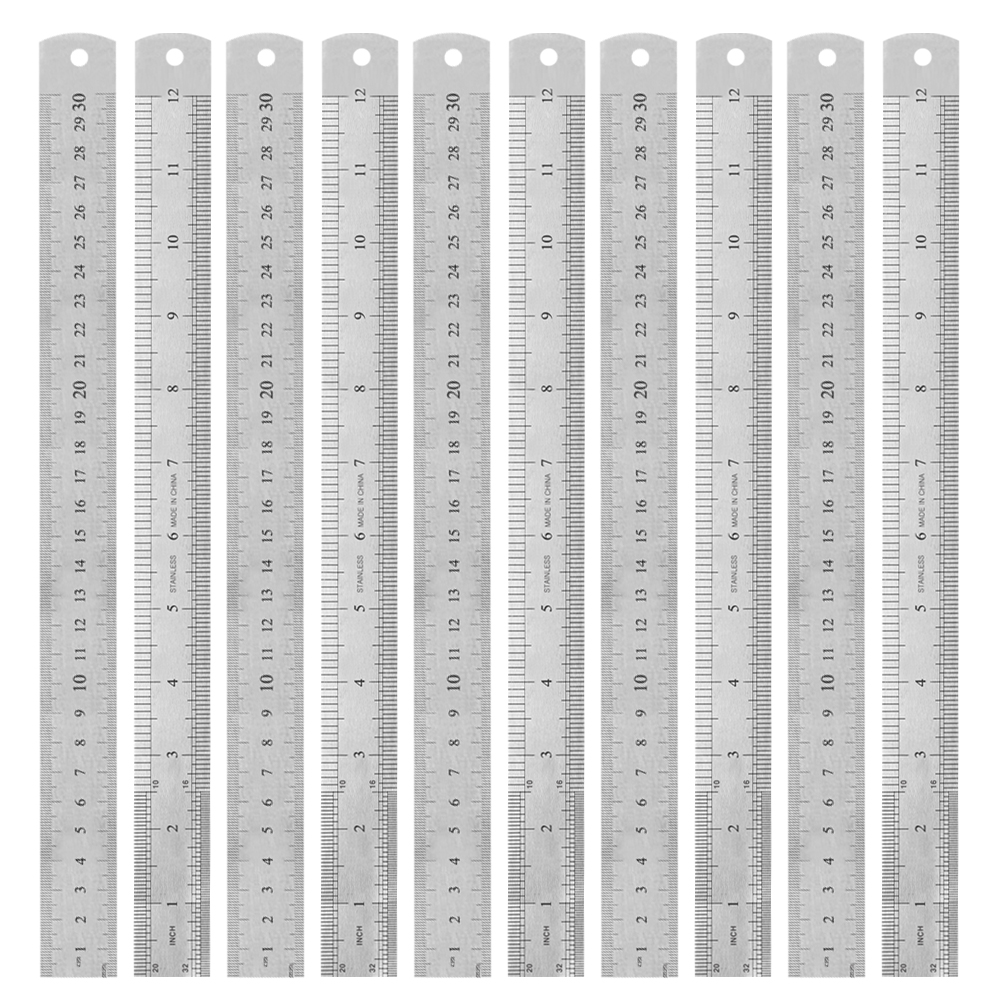 양면 (스틸자 A타입 30cm 두께 0.35mm 10개) 300mm 쇠자 스틸 직자 철자 스텐 사무용 자 스테인리스 자 측정 공구 - 상품 이미지