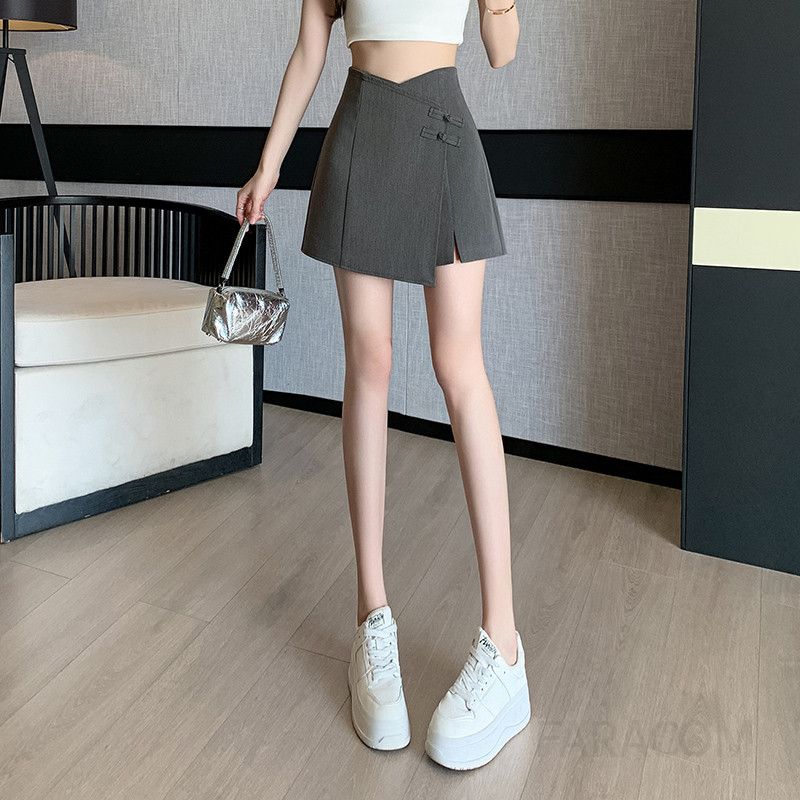 여성 슬릿 스커트 팬츠 여름 신상 A라인 치마바지 중국풍 디자인 시원한 착용감 데일리로 편안한 외출용 스타일 - 상세 이미지 4