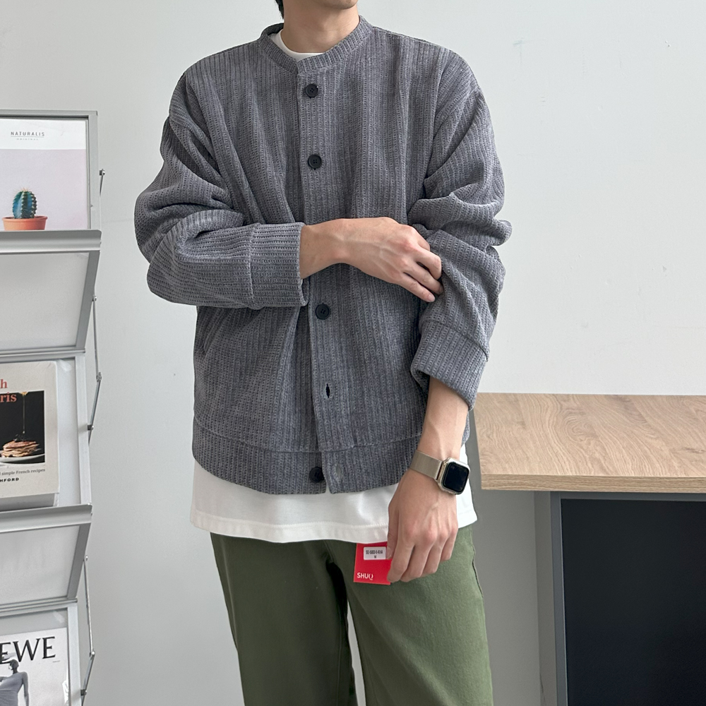 남자 가디건 구김없는 오버핏 벨루아 가디건 - 상세 이미지 3