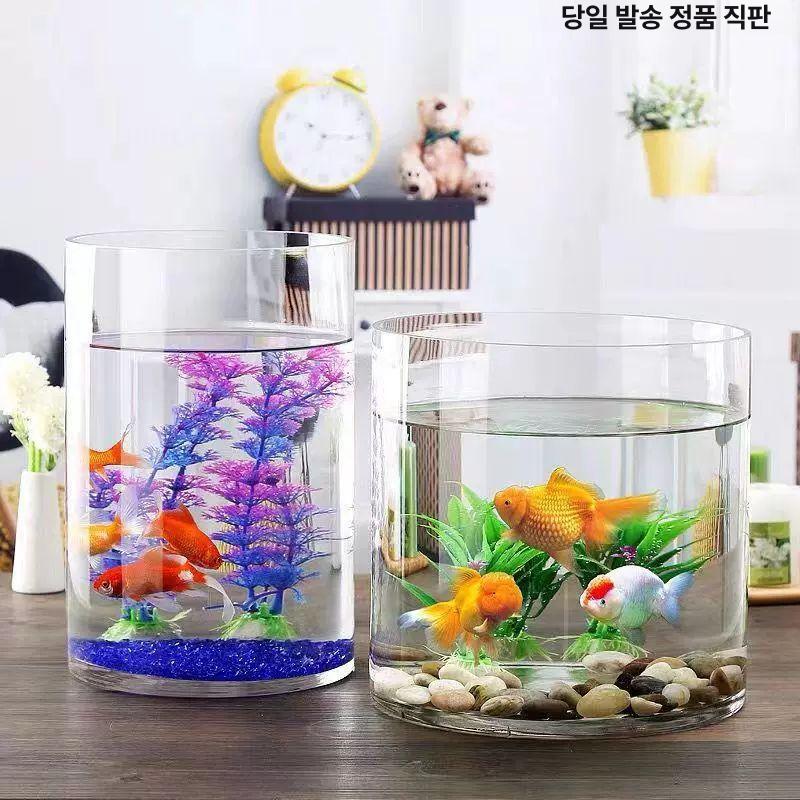 둥근 유리 어항 수조관 사무실 수족관 거실 투명 열대어 관상어 물고기 유리어항 직경 20CM 높이 25CM 즉발 - 상세 이미지 2