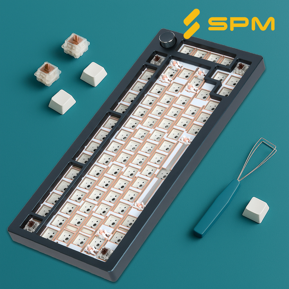 SPM AL82B 커스텀 키보드 베어본 풀알루미늄 피콕블루, 미포함
