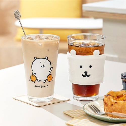 담곰이 글라스 컵 홀더 세트 농담곰 유리 머그 음료 식기 캐릭터 굿즈 이미지 6