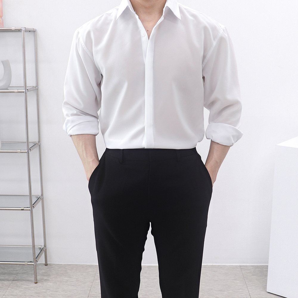 구김없는와이셔츠 검정와이셔츠 남자흰셔츠 - 상세 이미지 3