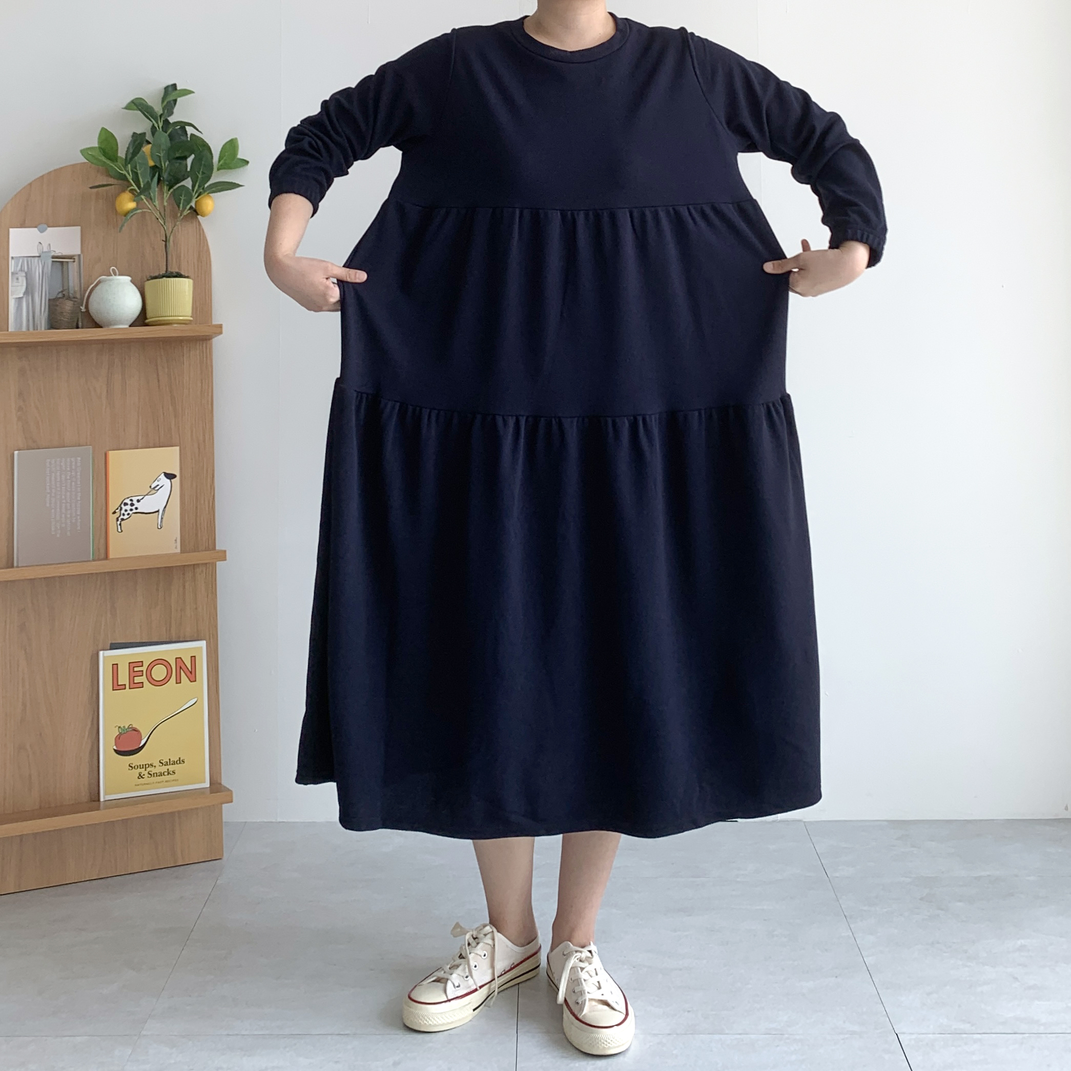 긴팔 캉캉원피스 키작녀원피스 77사이즈원피스 이미지 7